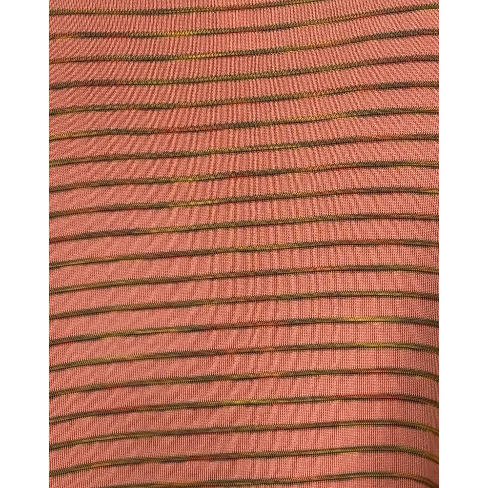 Exclusively Misook 2 Pc Set Tank Top Cardigan Striped Coral Orange Black Size L - Picture 3 of 6